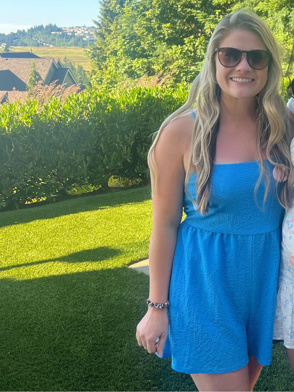 Blue Textured Romper w/ pockets!